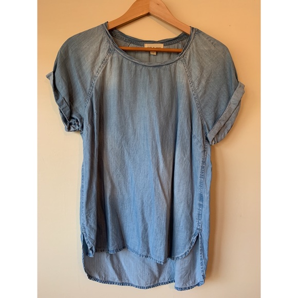 Cloth & Stone denim tencel high-low tee - sz S - Picture 1 of 5